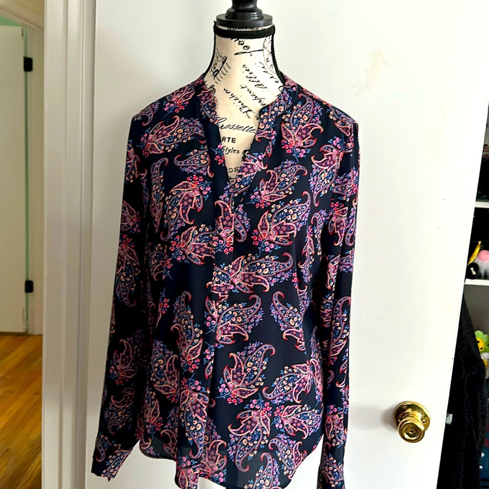 The Limited Brand Navy Blouse with paisley design
